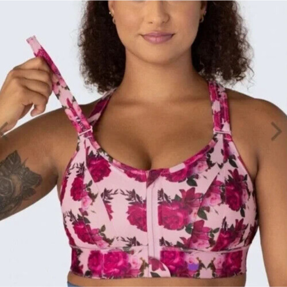 SHEFIT Other - Shefit Ultimate Sports Bra High Impact Pink Floral Front Zip Size 1Luxe 40-42